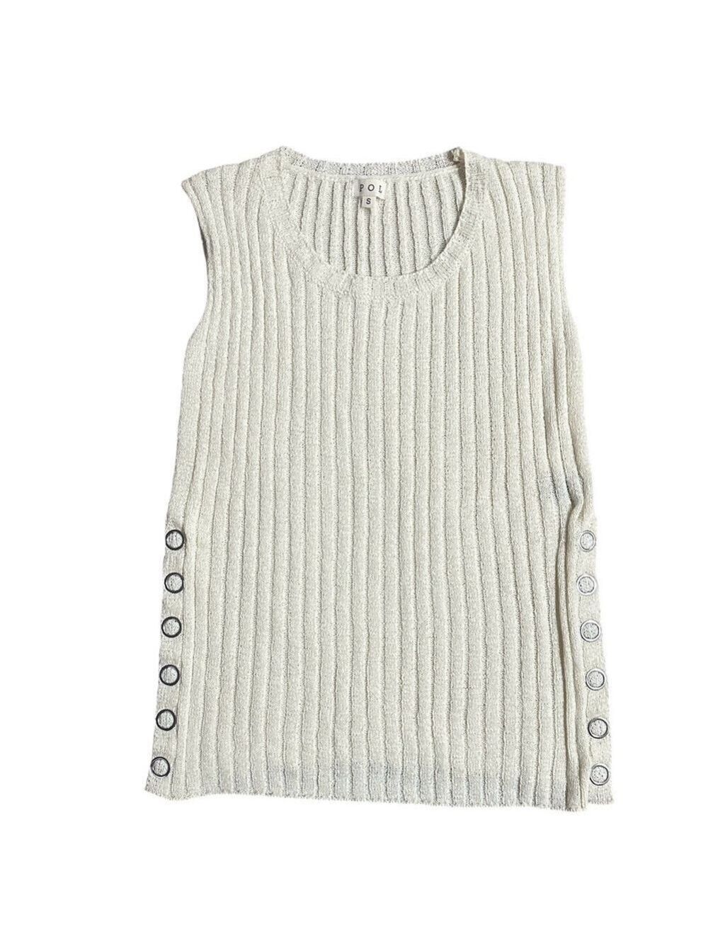POL Ribbed Sleeveless Grommet Snap Side Hem Boho Top Size Small - Picture 7 of 12